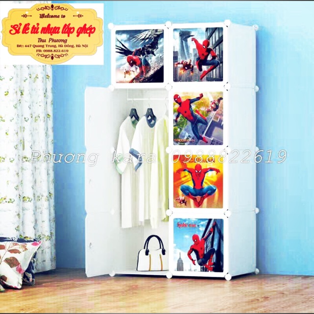 Tủ nhựa lắp ghép 8 ô Size sâu 47cm. Tặng kèm treo đồ