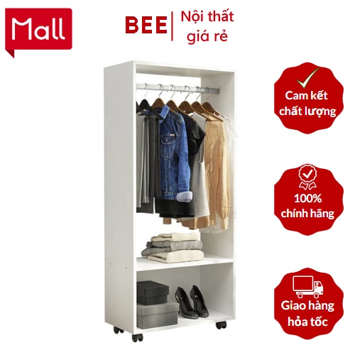 Tủ quấn áo gỗ, Giá treo quấn áo có bánh xe - GP200