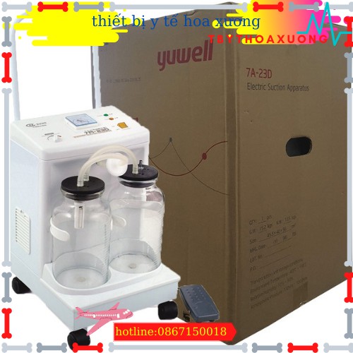 Máy Hút Dịch, Hút Đờm 2 Bình Yuwell 7A-23D Bảo Hành 2 Năm