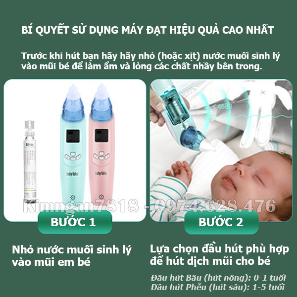 [CHÍNH HÃNG] Máy hút mũi điện tử cho bé BABY FUTUR, lực hút mạnh có 3 cấp độ, có phát nhạc vui nhộn cho bé MHM03