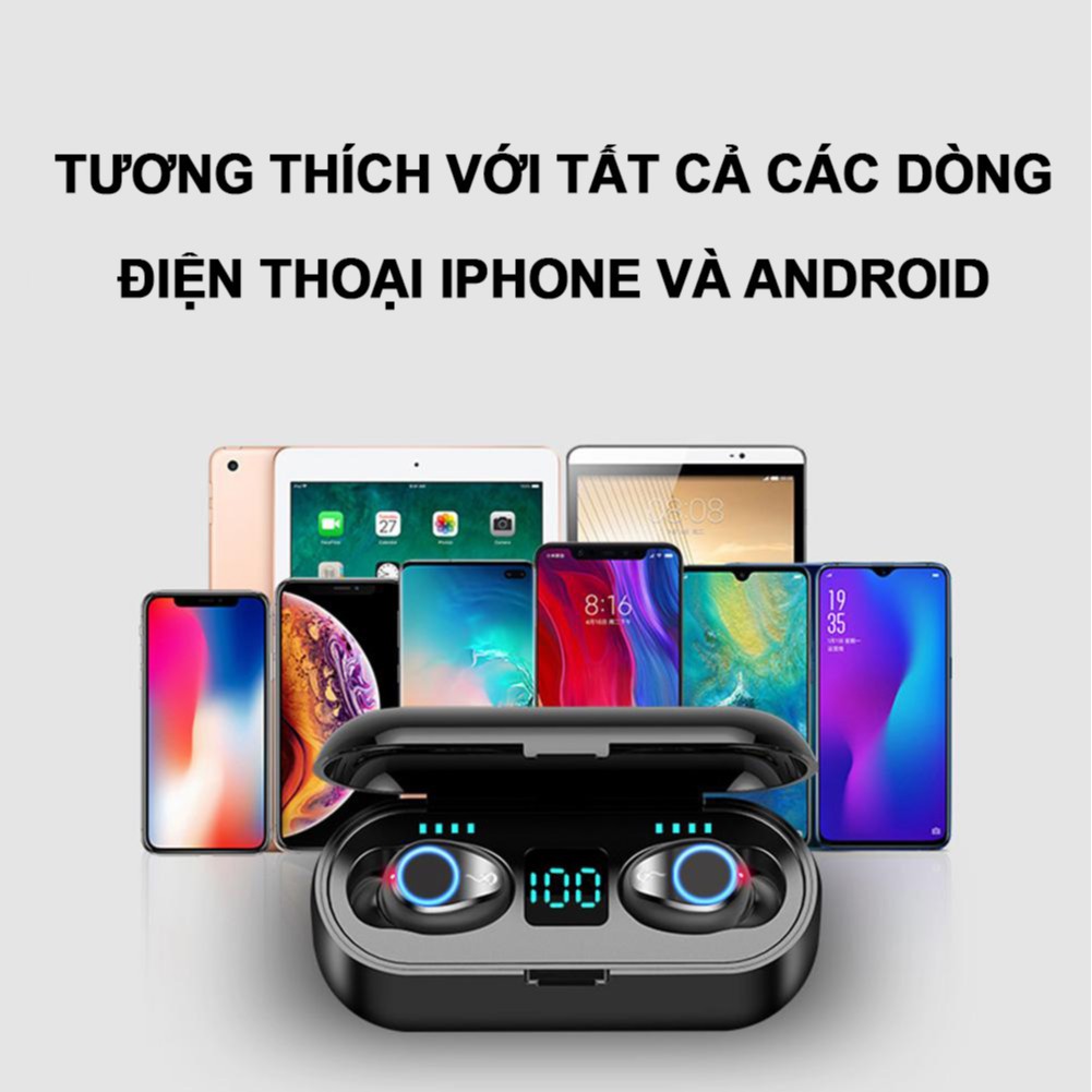 Tai nghe true wireless AMOI F9 | bản QUỐC TẾ | nút cảm ứng | Bluetooth 5.0 | Pin 280 giờ | sạc dự phòng 2019