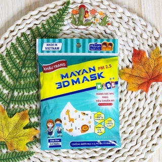Khẩu trang trẻ em MAYAN PM 2.5 3D MASK KID, gói có 5 chiếc, hộp có 10 chiếc