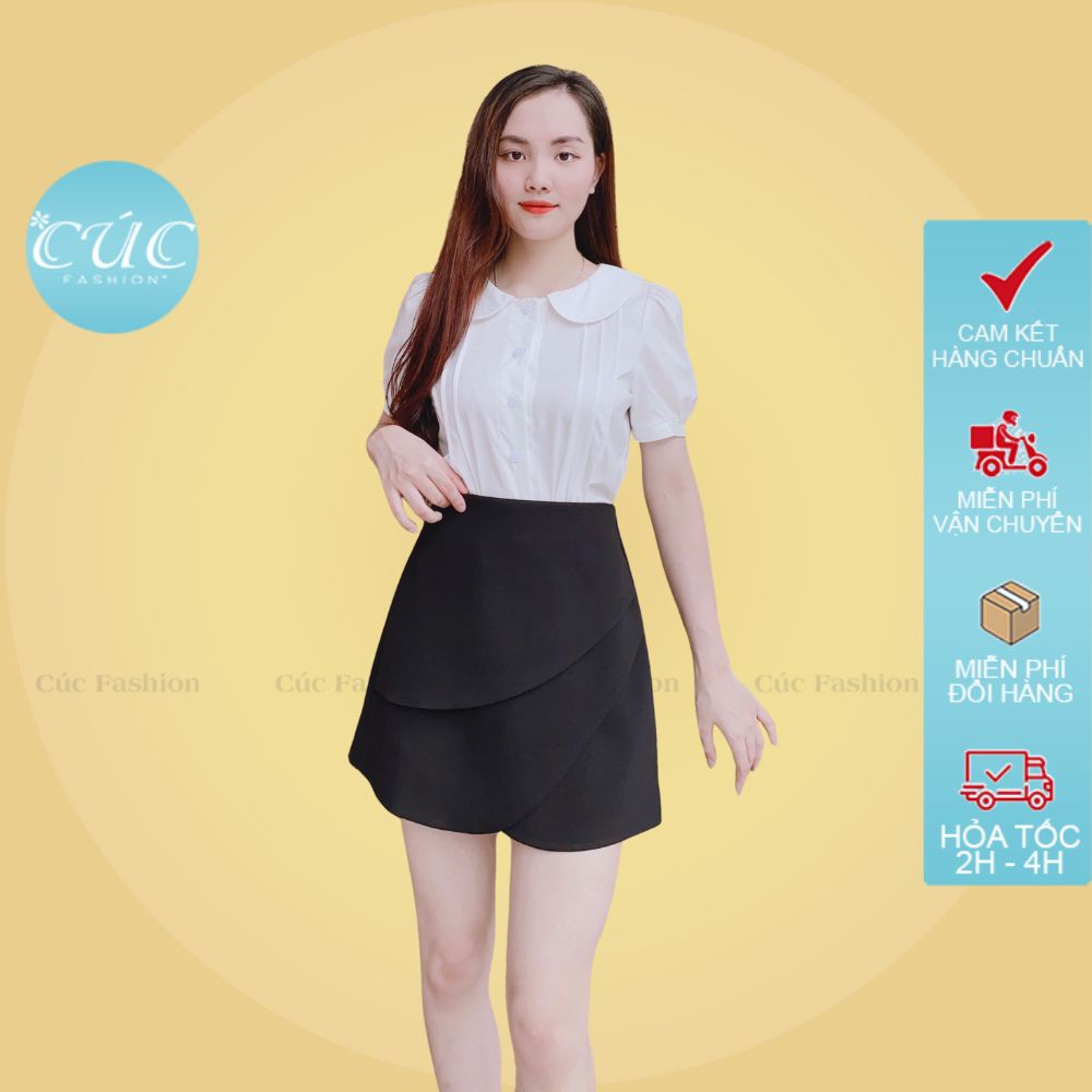 Áo sơ mi nữ CÚC FASHION somi cao cấp thời trang công sở dễ thương trắng áo cổ sen ly ngực A1197