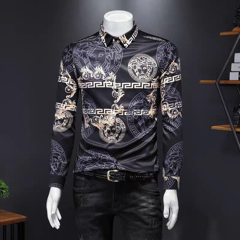 Áo sơ mi versace dài tay hợp thời trang nam mỏng mùa xuân nam s áo sơ mi hoa-inch cá nhân hóa áo sơ mi in