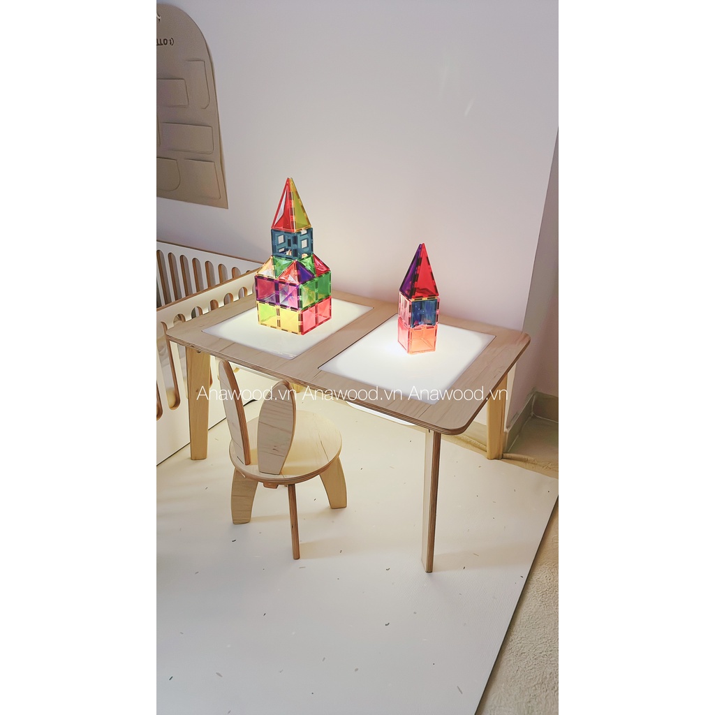 Bàn giác quan Montessori- bàn chơi cát- bàn học- bàn đọc sách ED020