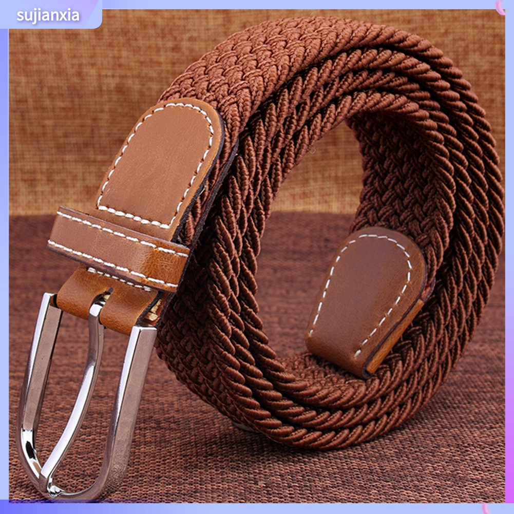Sujianxia| Thắt Lưng Dây Bện Co Dãn Có Khóa Kim Loại Thời Trang Cho Nam Và Nữ