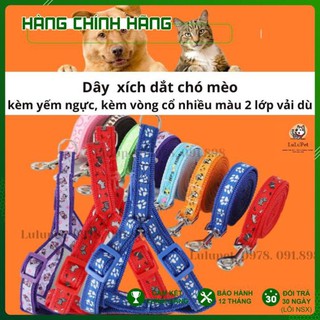[HÀNG CAO CẤP] Dây Xích Yếm 2 Lớp Cho Chó Mèo, Thú Cưng/ Dây Dắt Thú Cưng. Chó Mèo