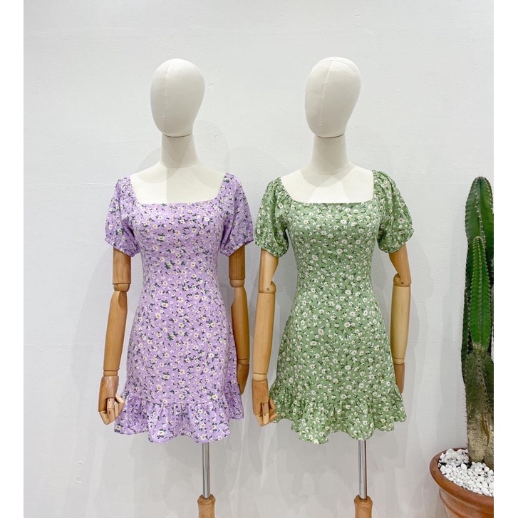 Đầm hoa xanh gola