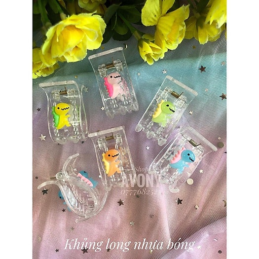 Sỉ 12 Kẹp Càng Cua Nhựa Trong Gắn Hình Hoa Quả 3D Xinh Xắn