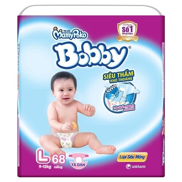 Tã dán Bobby Fresh siêu mỏng L68 TA119