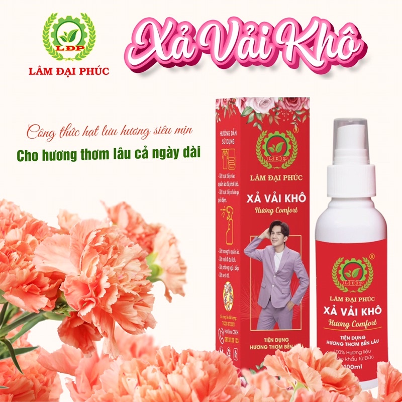 Xả vải khô, xịt thơm quần áo Lâm Đại Phúc, hương thơm màu đỏ