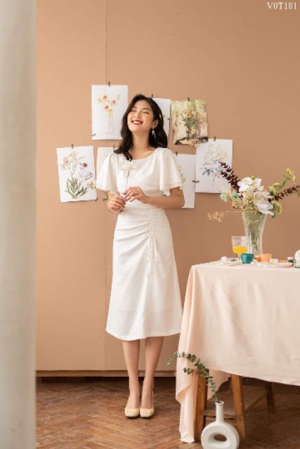 (Sẵn ảnh thật)_Đầm trắng dây rút dự tiệc siêu xinh | BigBuy360 - bigbuy360.vn