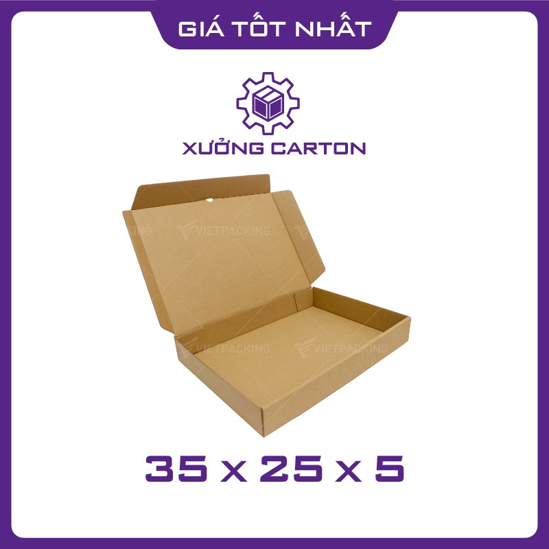 35x25x5 - 25 hộp carton giấy nắp gài pizza