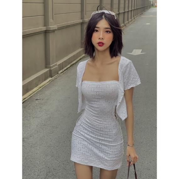 SET ĐẦM BODY DÂY RÚT EO VÀ ÁO KHOÁC MỎNG