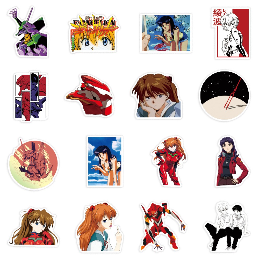 Y&P| Bộ 50 nhãn dán họa tiết hoạt hình NEON GENESIS EVANGELION