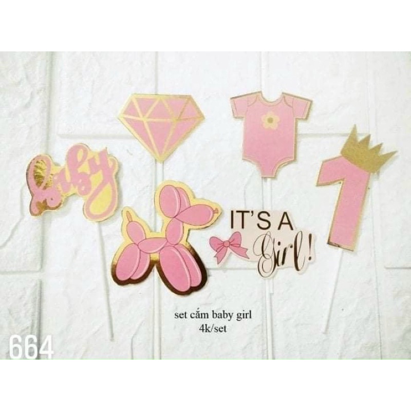 Combo 5 Set cắm giấy trang trí bánh kem