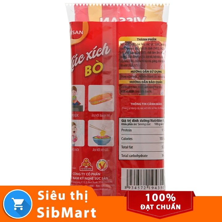 Xúc xích Bò tiệt trùng Vissan 280g (4 cây) - Siêu Thị SibMart - SB0034