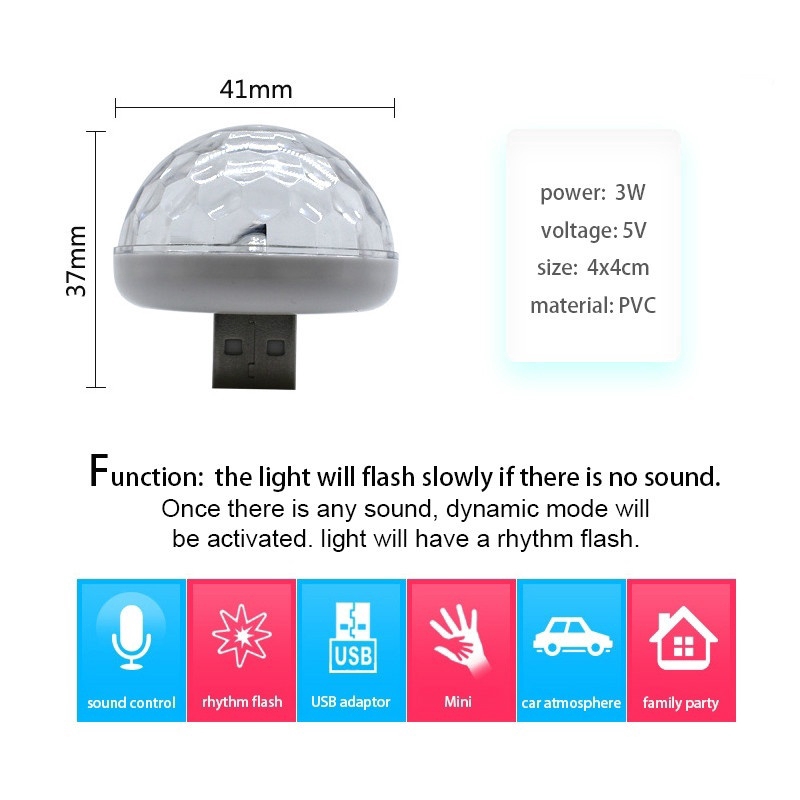 Đèn Led Mini Tạo Hiệu Ứng Ánh Sáng Nhiều Màu Sắc Trang Trí Nội Thất Xe Hơi