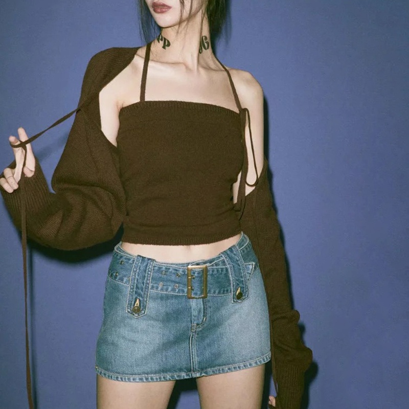 Chân Váy Jean Mini Dáng Ôm Phối Nút Thời Trang Cho Nữ