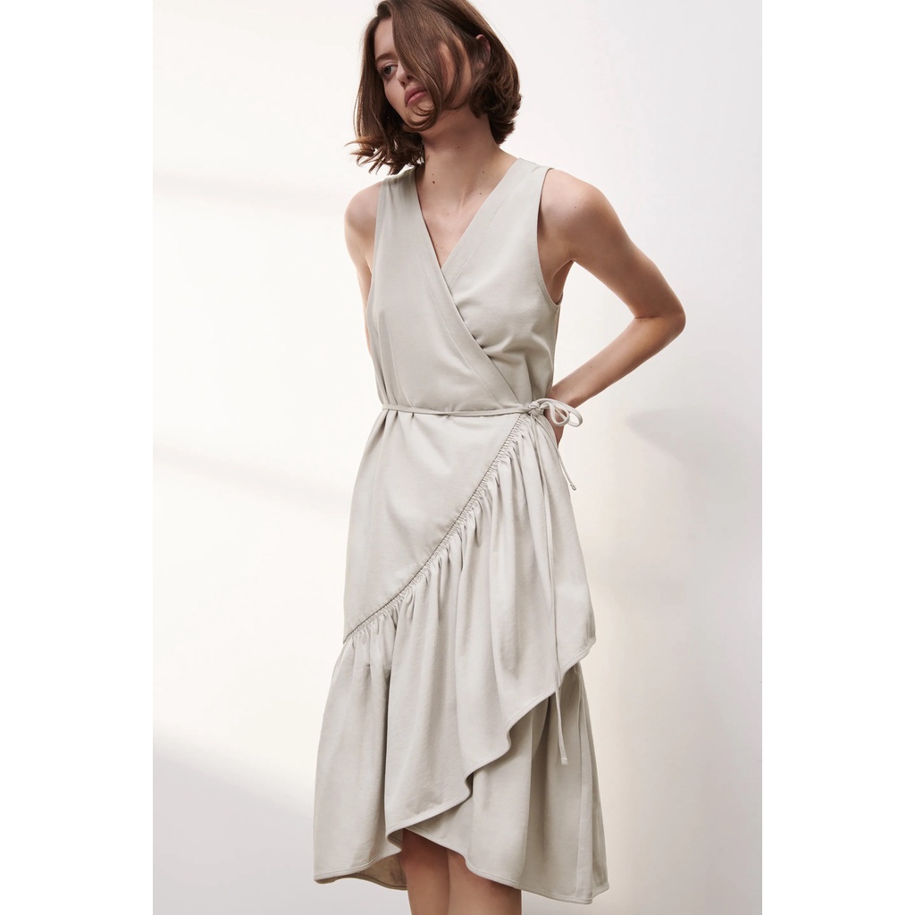 Đầm vạt chéo nhún bèo ZARA Nhật Auth