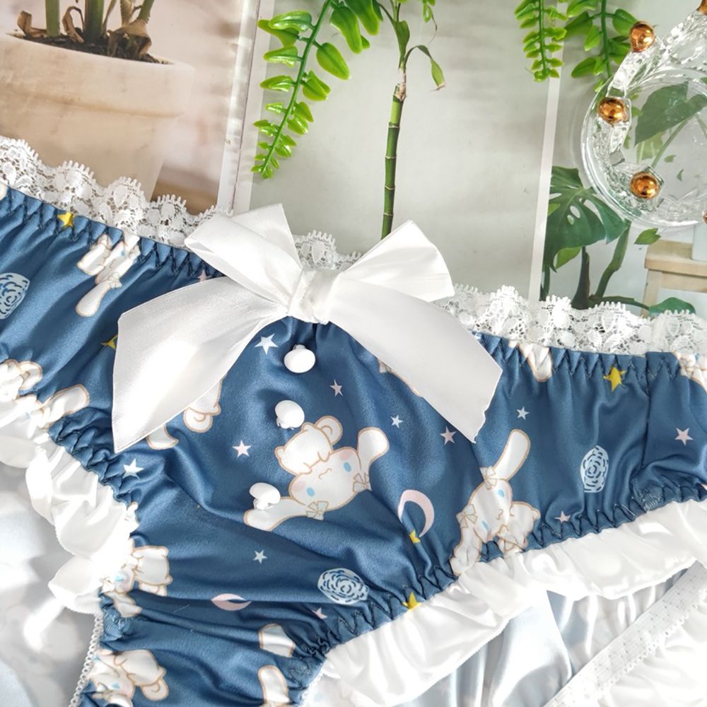 Quần Lót Cotton Không Đường May Viền Ren In Họa Tiết Hoạt Hình Dễ Thương Cho Nữ