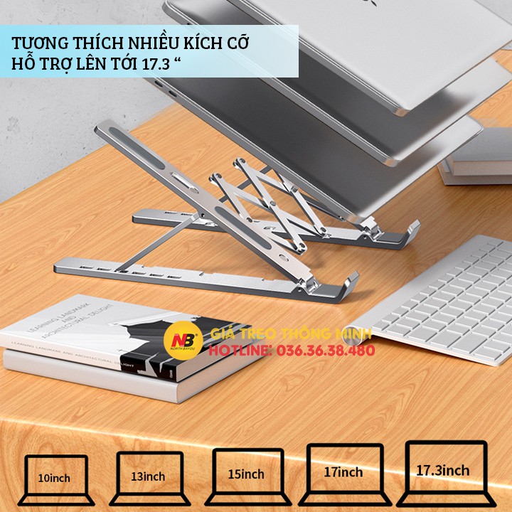 Giá đỡ laptop stand nhôm hỗ trợ tản nhiệt - Có thể gấp gọn chỉnh độ cao - Để laptop ipad macbook surface N3 / LS501