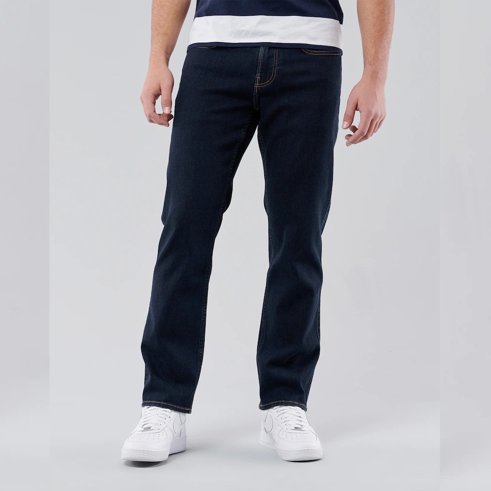 Quần jean nam dáng suông, quần bò nam slimfit màu xanh đen