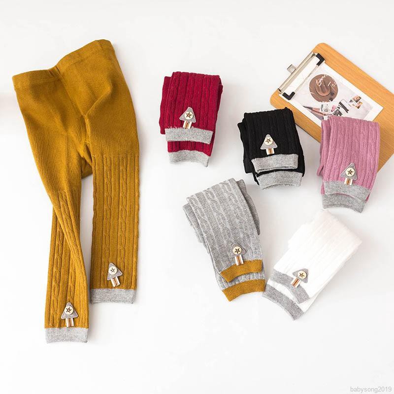 Quần legging thun len dệt kim co giãn cho bé gái