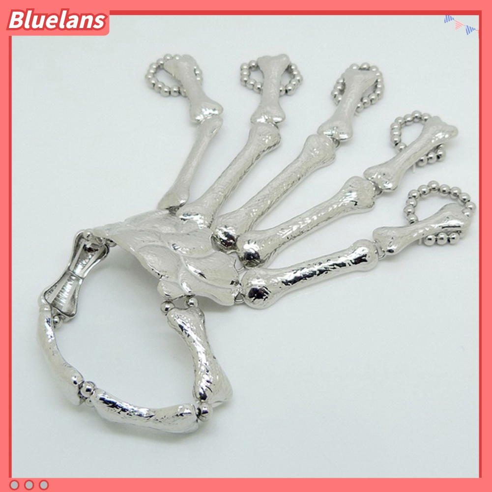 Vòng Đeo Tay Kèm Nhẫn Hình Xương Bàn Tay Phong Cách Gothic Punk 48h