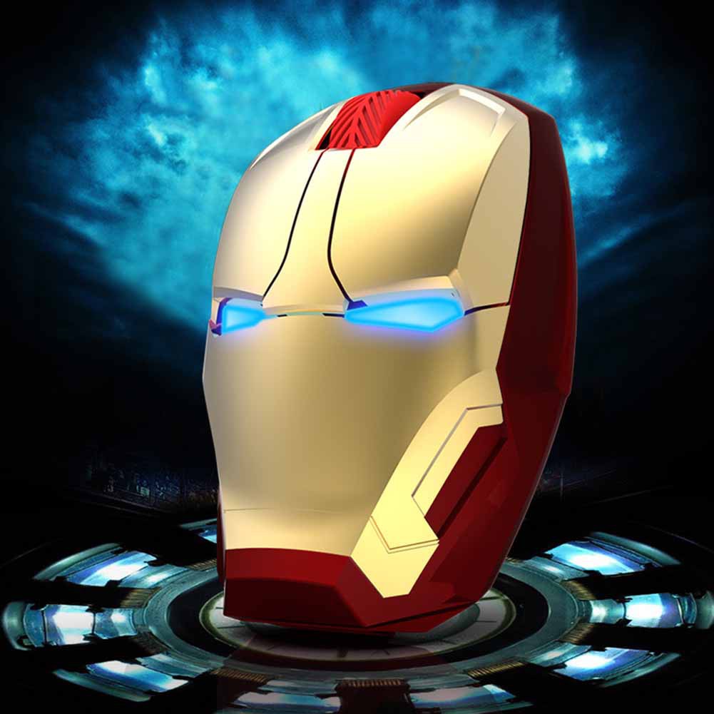 Chuột Máy Tính Không Dây Hình Iron Man 600 / 1200 / 1600 Dpi Thời Trang