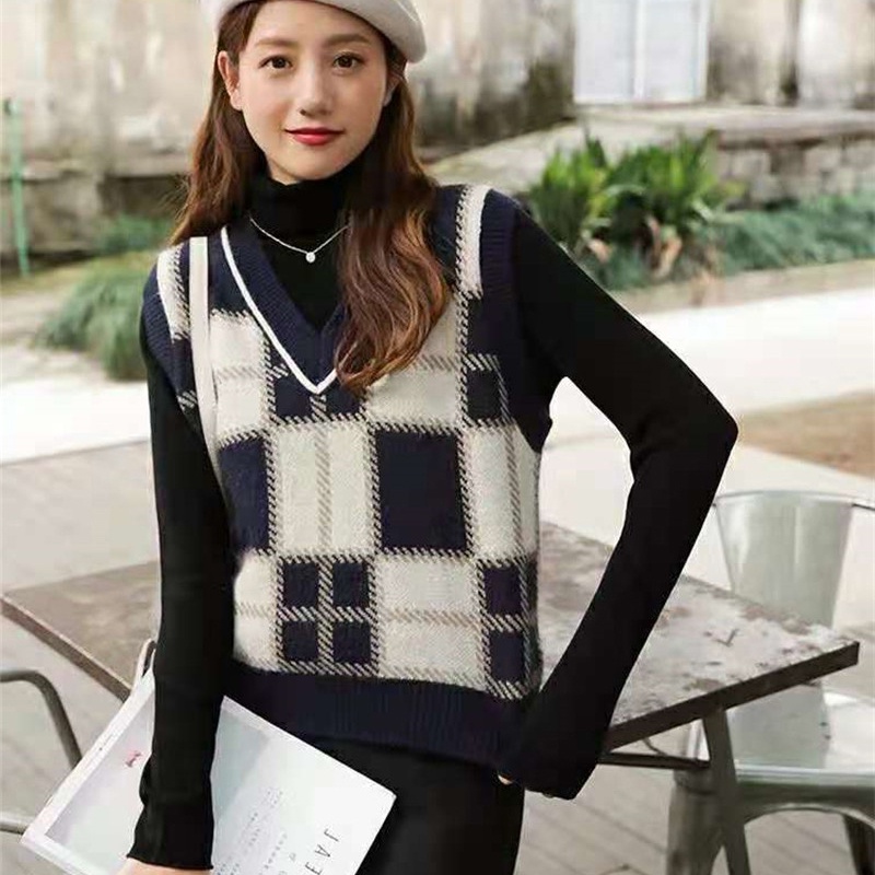 Áo Sweater Dệt Kim Sát Nách Cổ Chữ V Dáng Rộng Thời Trang Cho Nữ | BigBuy360 - bigbuy360.vn