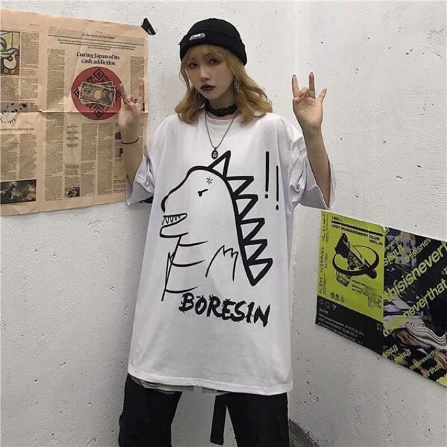 [Mã WASKT410K giảm 10K đơn 50K] Áo thun tay lỡ unisex Khủng Long Xinh, nam nữ ulzzang Wind | BigBuy360 - bigbuy360.vn