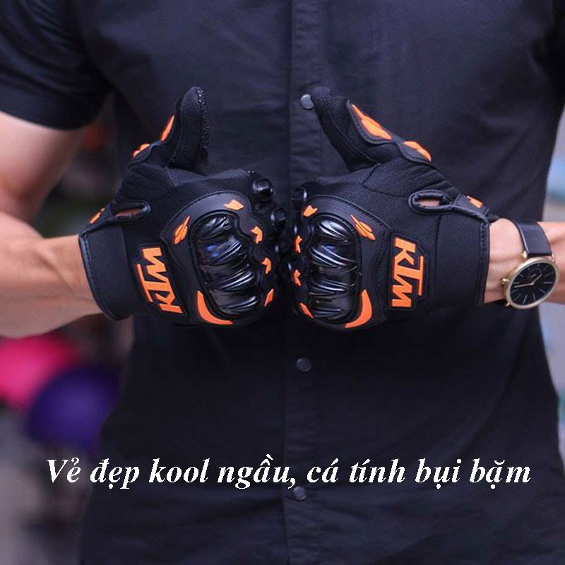 Găng tay dài ngón vải bảo hộ đi xe máy chống nắng nam nữ KTM