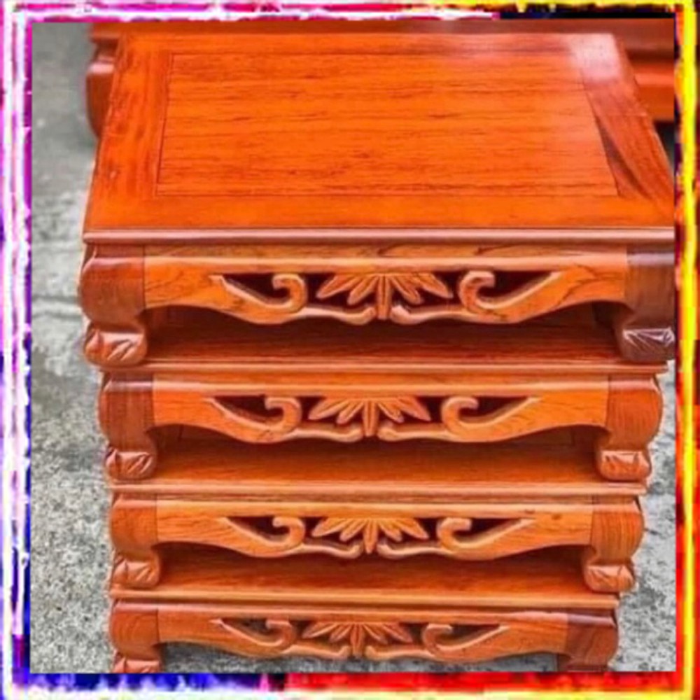 Kỷ trúc gỗ Hương Đá | Khay trà | Kệ Kê Cây Cảnh cao 12cm