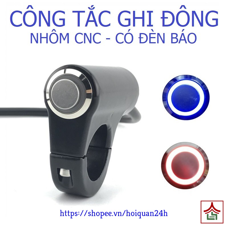 Công Tắc Gắn Ghi Đông Chống Nước Có Led Báo Trạng Thái Nhôm CNC Cho Xe Máy