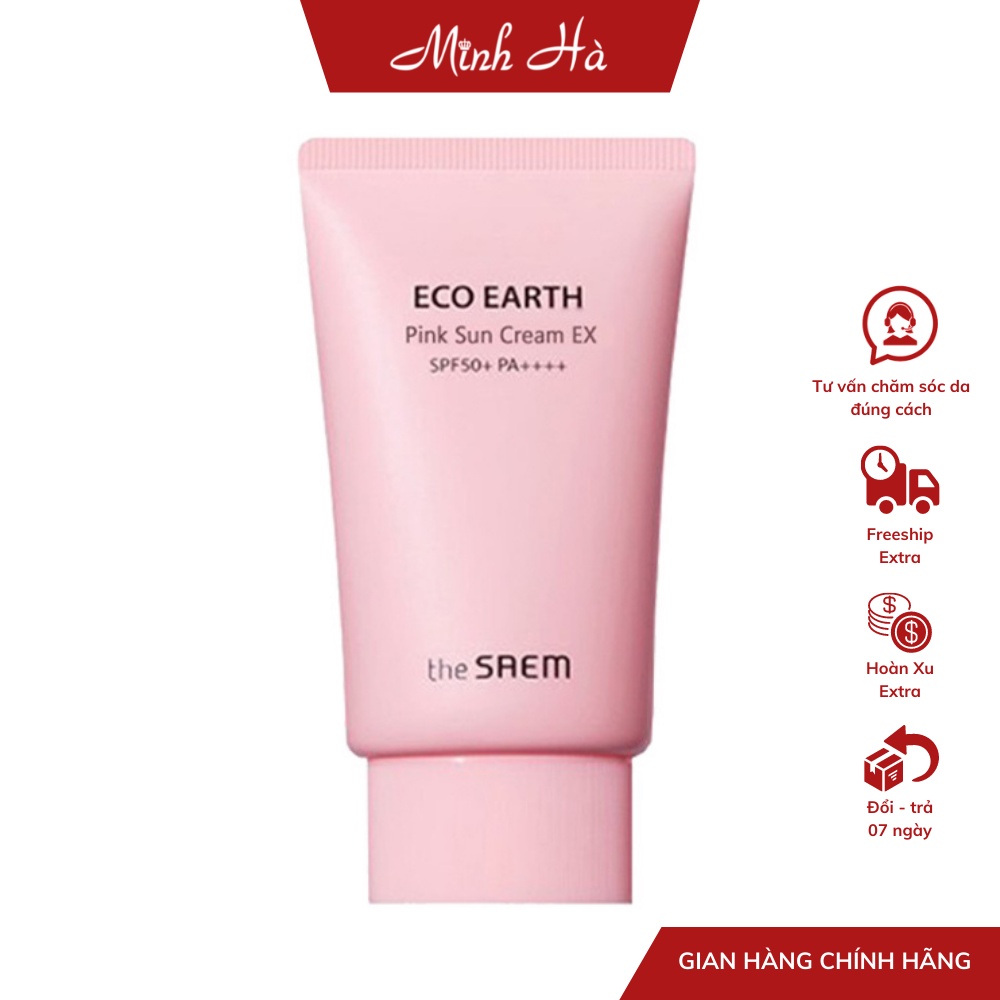 Kem chống nắng The Saem Eco Earth Pink Sun Cream SPF50+ 50g