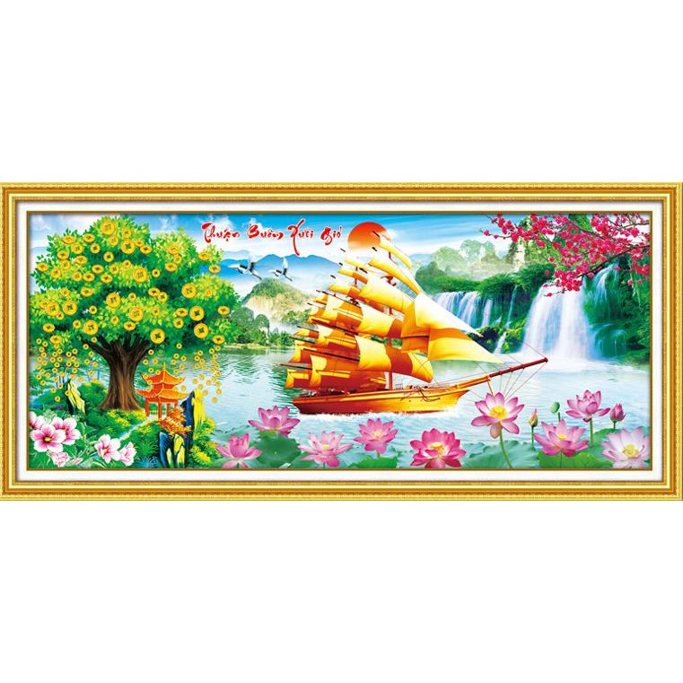 Tranh Đính Đá Kim Cương THUẬN BUỒM XUÔI GIÓ. Kích Thước: 1m5 x 67cm