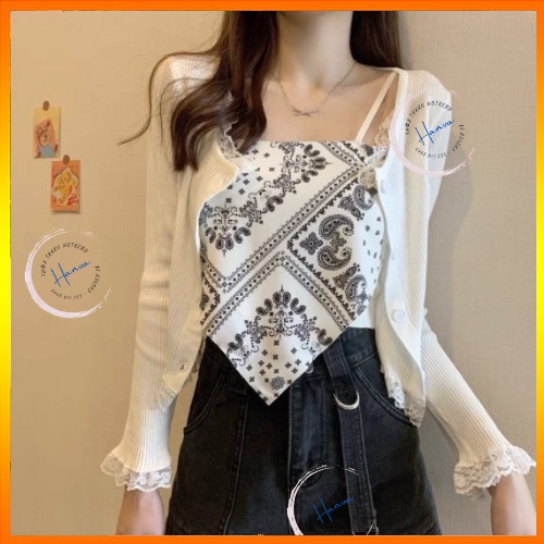 Áo Yếm Nữ 2 Dây Chất Lụa Cao Cấp Họa Tiết Thổ Cẩm Có Lót Ngực Nơ Lưng Hanva