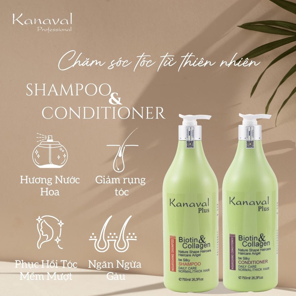 Cặp Dầu Gội Xả KANAVAL Hương Nước Hoa Ngăn Ngừa Gàu - Hỗ Trợ Giảm Rụng Tóc và Kích Thích Mọc Tóc 750ml x2