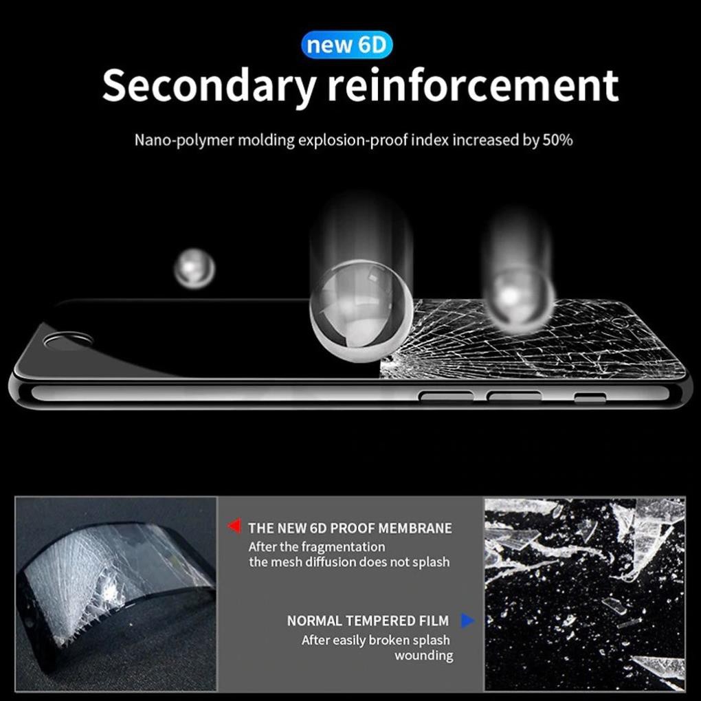 Miếng dán kính cường lực Full 10D cho iPhone 6 / 6s Hiệu Vmax (Phủ Nano, Vát 10D, mài cạnh 2.5D, hiển thị Full HD)