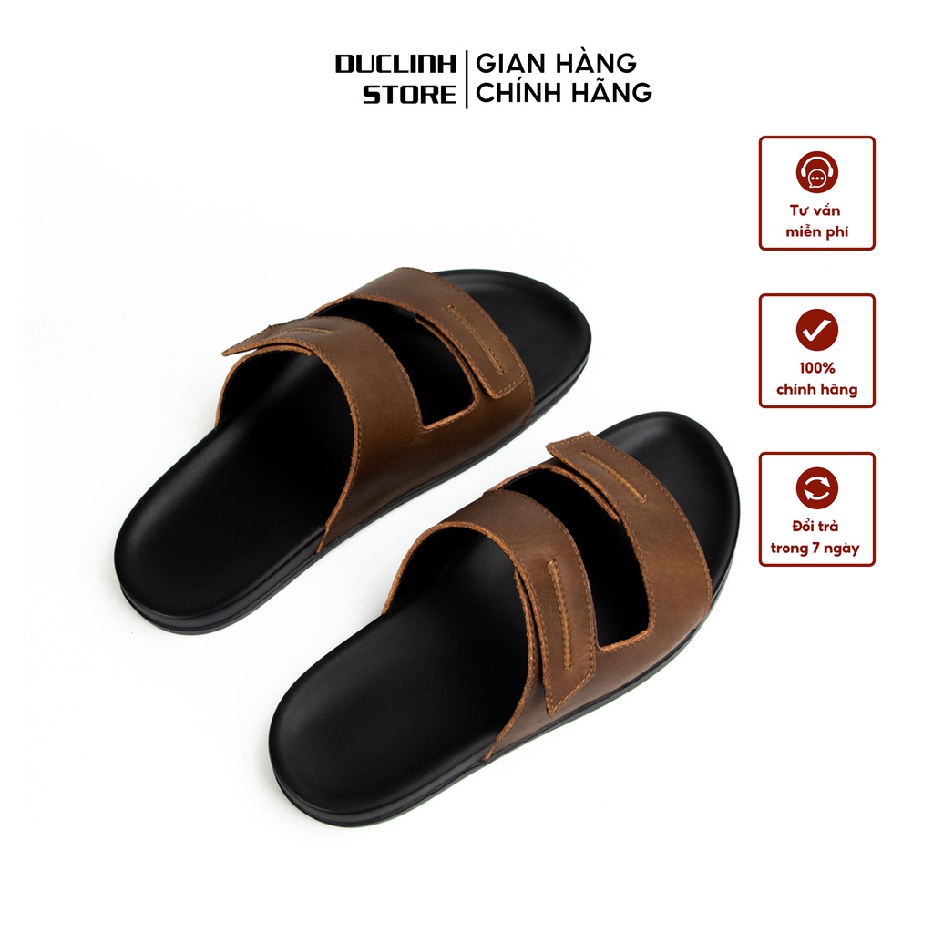 Dép Da Sáp Cao Cấp - Quai Ngang - Đế Cao Su Massage Êm Ái - Không Thấm Nước - Đức Linh GDB006