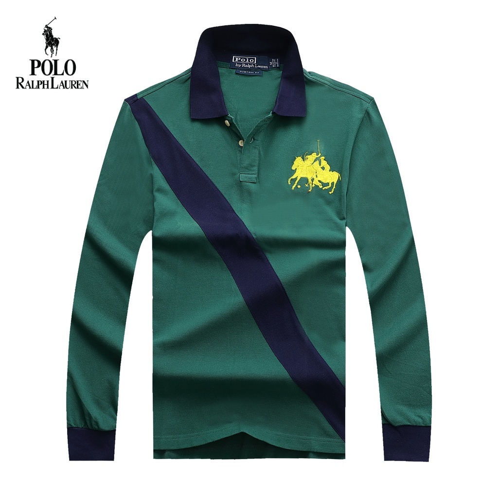 Áo Thun Polo Cotton Tay Dài Phối Lưới Thêu Họa Tiết Ralph Laurens Thời Trang Thu Đông 2022 Cho Nam