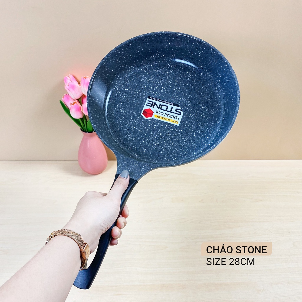 CHẢO ĐÁ 7 LỚP LOCK&amp;LOCK STONE 24CM - 26CM - 28CM ĐÁY TỪ - Chảo Đá Stone LCA6243D, LCA6263D, LCA6283D