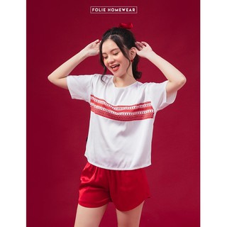 Folie Homewear đồ mặc nhà tay ngắn quần short lụa FB97.1
