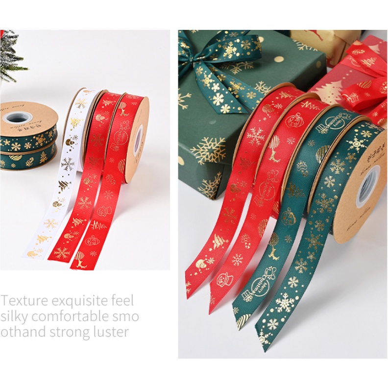 Cuộn Dây Ruy Băng Đồng Polyester 25 yards / 25mm In Họa Tiết Giáng Sinh Trang Trí Nhà Cửa