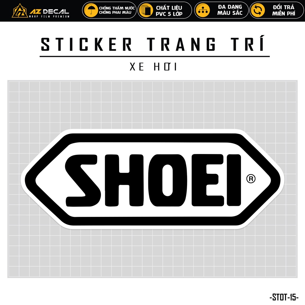 Sticker Ô Tô Thiết Kế SHOEI | STOT-15 | Tem Dán Xe Oto Xe Hơi Sườn Xe Kính Lái Capo Cản Sau Cánh Cửa.... Chống Nước