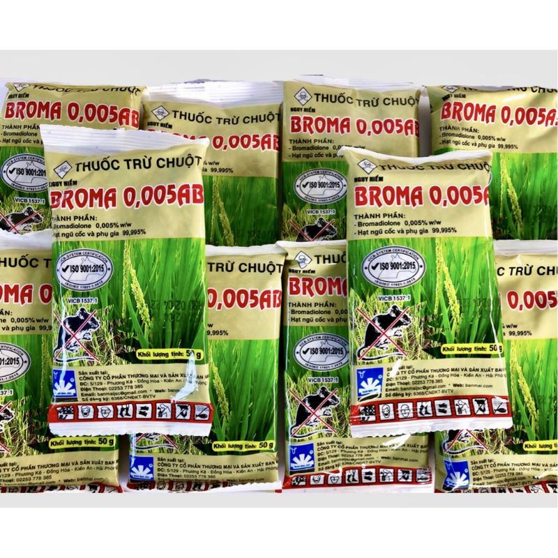 Bả chuột sinh học trộn thóc sẵn BROMA 0,005AB gói 50G