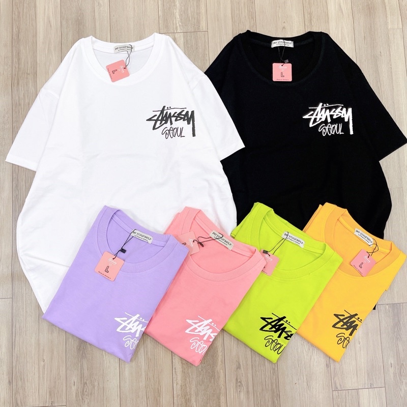 Áo Thun PHÔNG NAM NỮ UNISEX in Decal CHỮ GÓC STUSS-Y - Hình chụp thật