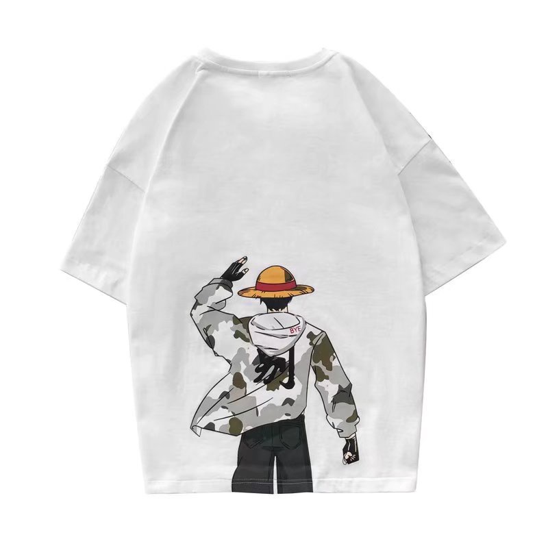 Áo Thun Tay Ngắn Dáng Rộng In Họa Tiết Hoạt Hình Phong Cách Hip Hop Thời Trang Cho Nam Size M-8XL