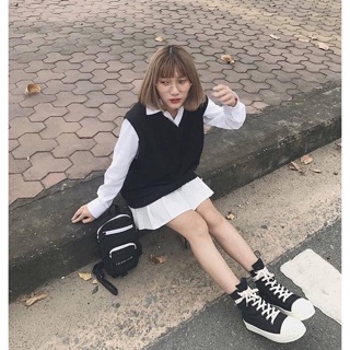 Ảnh thật áo GILE BASIC BLACK UNISEX